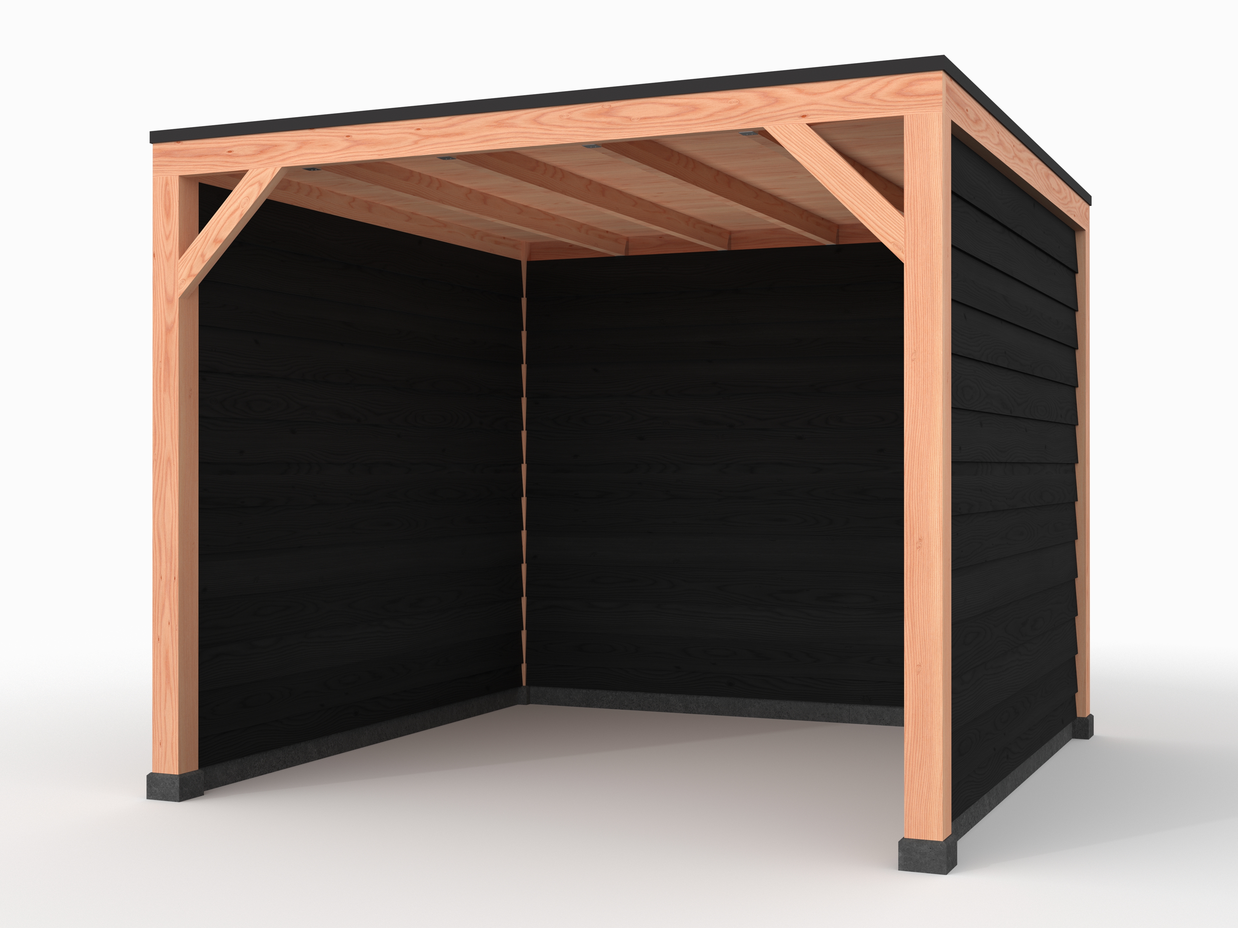 Douglas overkapping, 300 x 300, met zwarte achterwand en twee zijwanden, Westwood Solo - Afbeelding 1